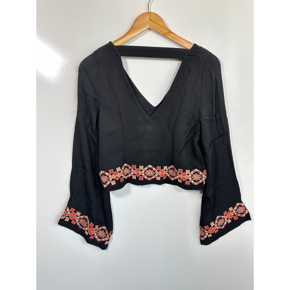 The Wallflower Black Embroidered Boho Crop Top XS Festival Indie Cottagecore - Picture 12 of 12